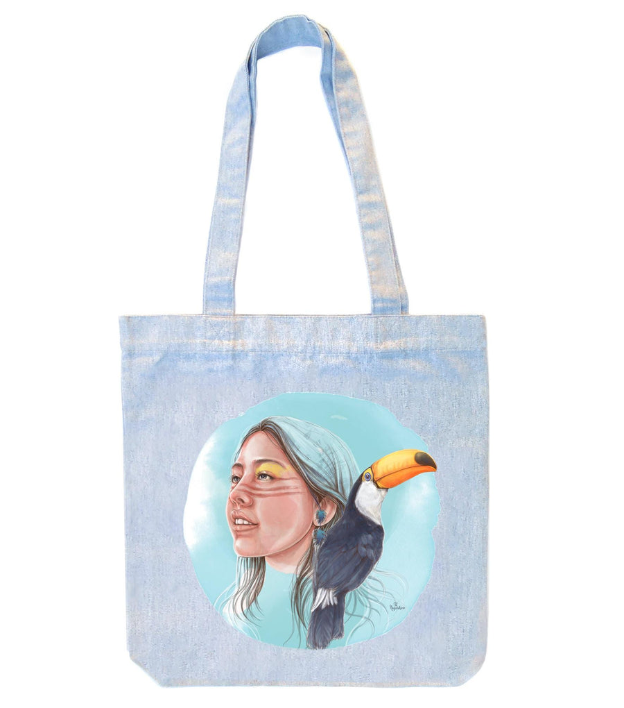 Bolso tote ilustrado, totebag, colección Selvática, guacamayo , tucán, amazonas
