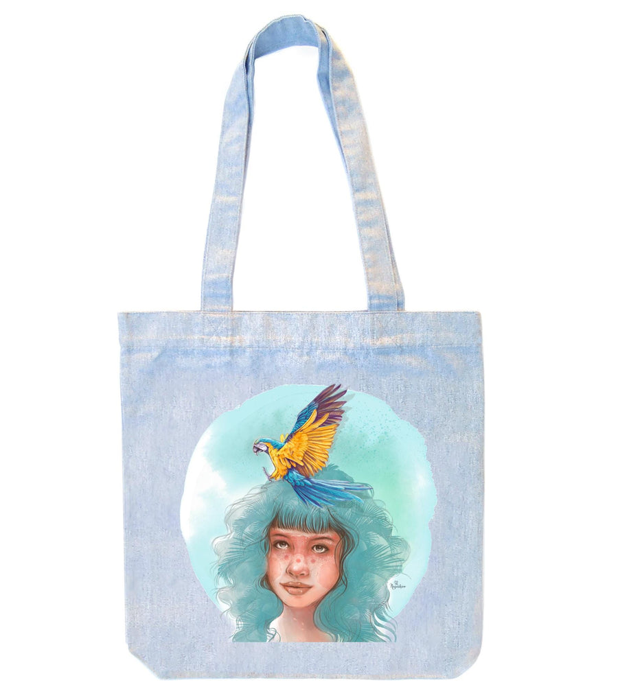 Bolso tote ilustrado, totebag, colección Selvática, guacamayo , tucán, amazonas