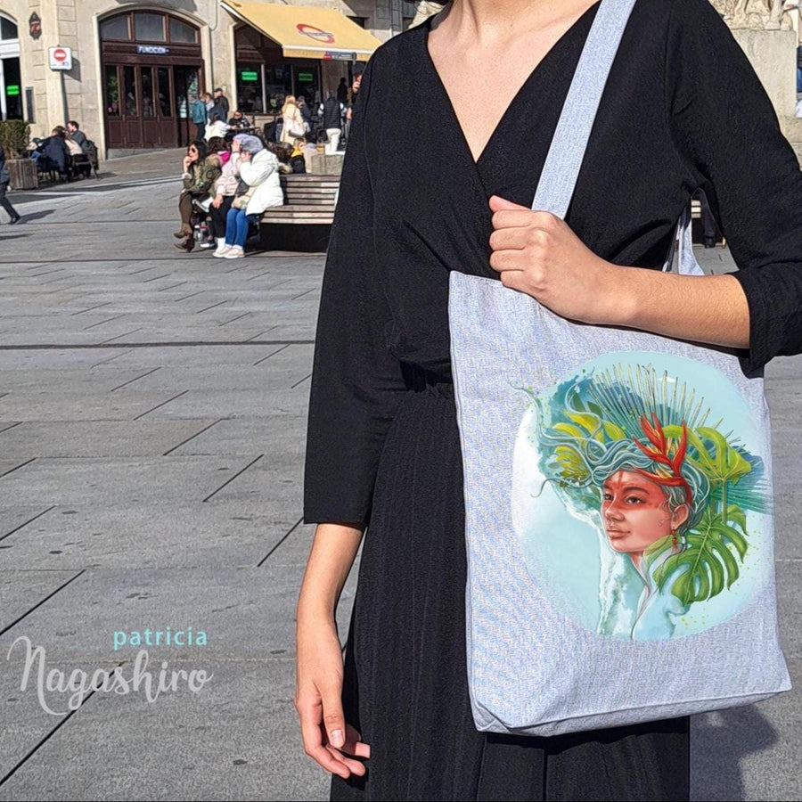 Bolso tote ilustrado, totebag, colección Selvática, guacamayo , tucán, amazonas