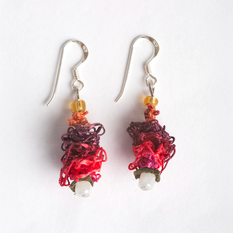 Pendientes de hilo Fucsia